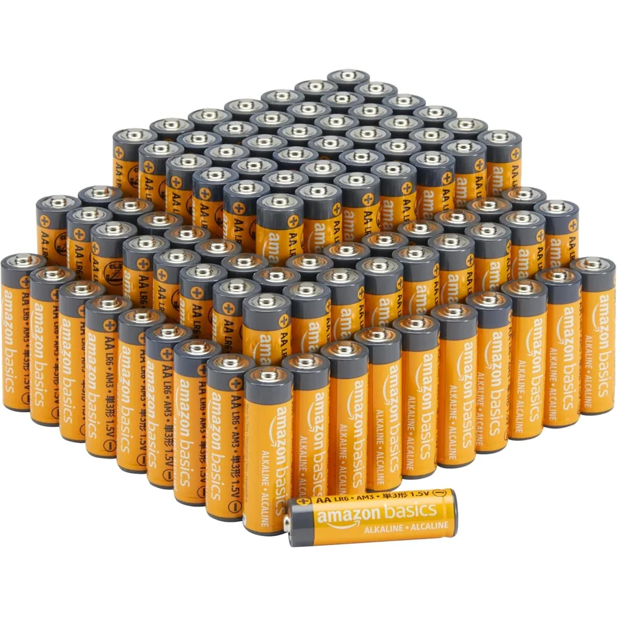 Product image: Amazon Basics AA alkaline batteries, 100-pack