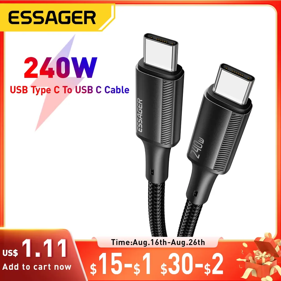 Product image: Essager USB-C cable rated up to 240W