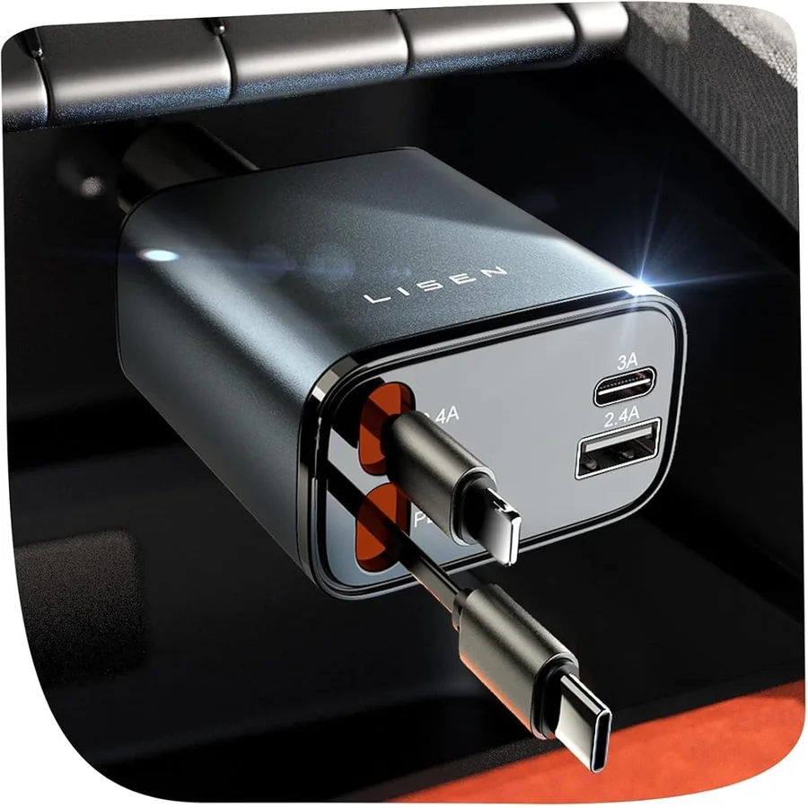 Product image: LISEN 84W retractable car charger