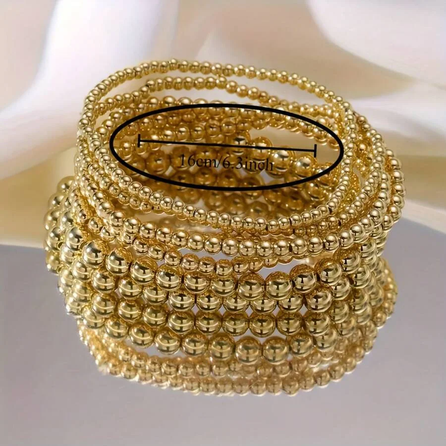 Product image: Set of seven gold-tone beaded bracelets